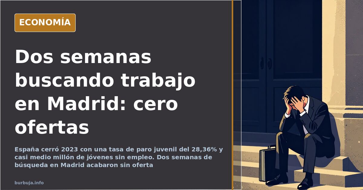 Joven revisando ofertas de empleo en Madrid ante una tasa de paro juvenil del 28,36% en España