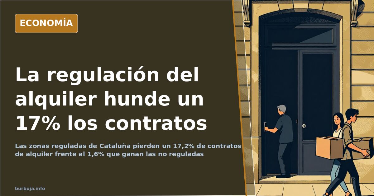 Fachadas de viviendas en alquiler en una ciudad española, ilustrando la caída de contratos tras regular el precio del alquile