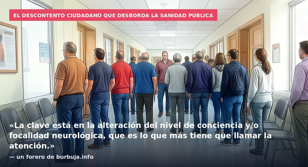 El descontento ciudadano que desborda la sanidad pública: «La clave está en la alteración del nivel de conciencia y/o focalidad neurológica, que es lo que más tiene que llamar la atención.» — un forero de burbuja.info