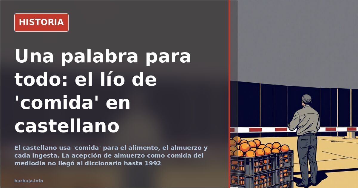 Mesa con platos servidos a distintas horas del día ilustrando los significados de la palabra comida en castellano