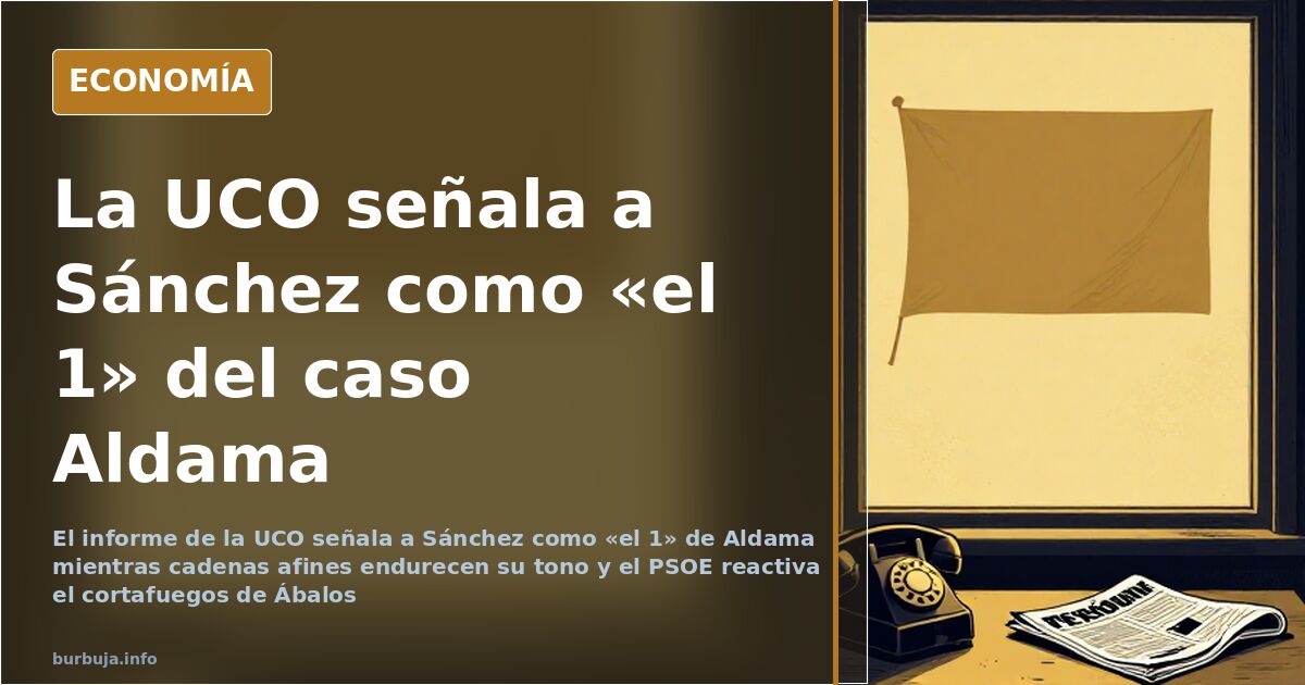 Sala de prensa con pantallas y titulares sobre la investigación de la UCO que señala a Sánchez como «el 1»