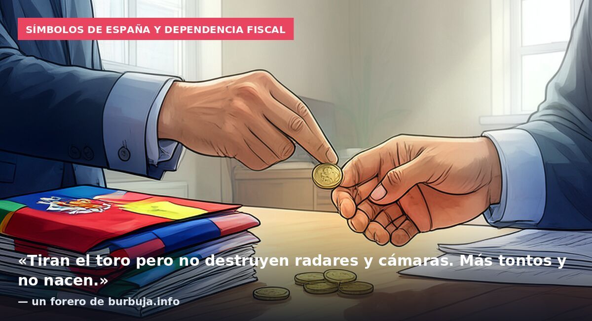 Símbolos de España y dependencia fiscal: «Tiran el toro pero no destruyen radares y cámaras. Más tontos y no nacen.» — un forero de burbuja.info