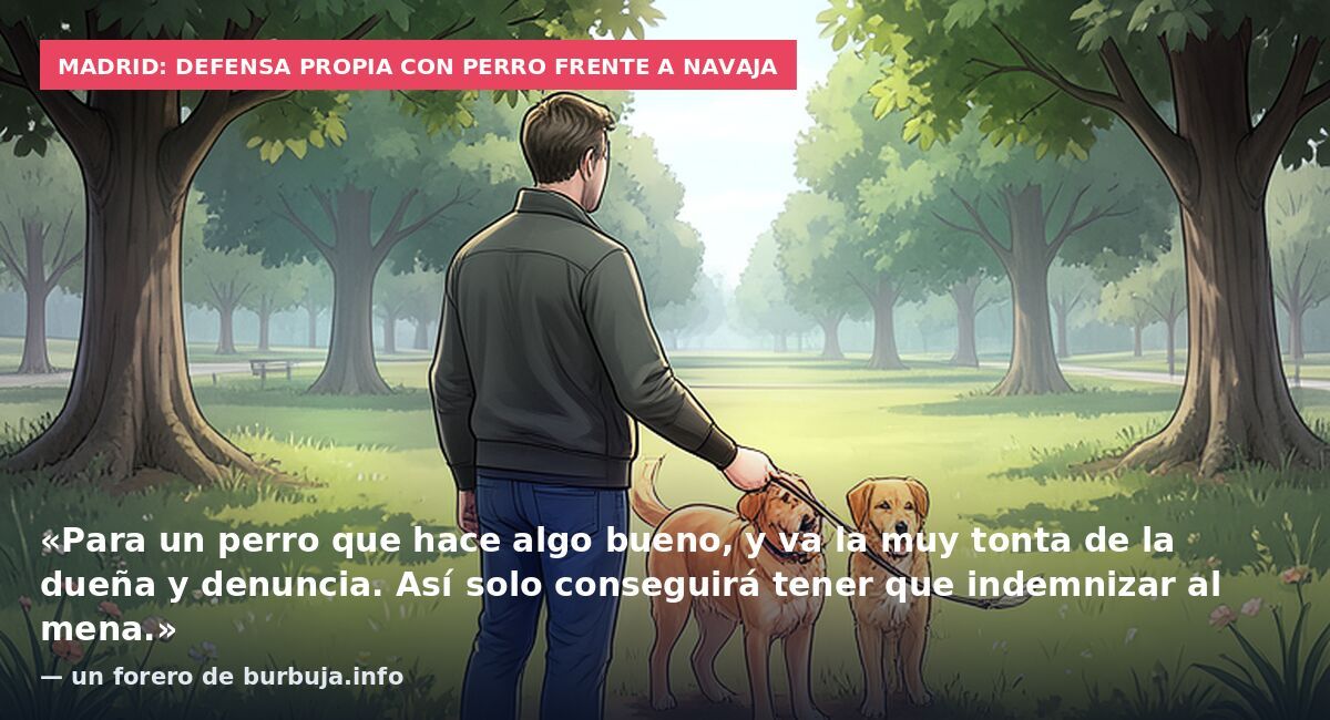 Madrid: defensa propia con perro frente a navaja: «Para un perro que hace algo bueno, y va la muy tonta de la dueña y denuncia. Así solo conseguirá tener que indemnizar al mena.» — un forero de burbuja.info