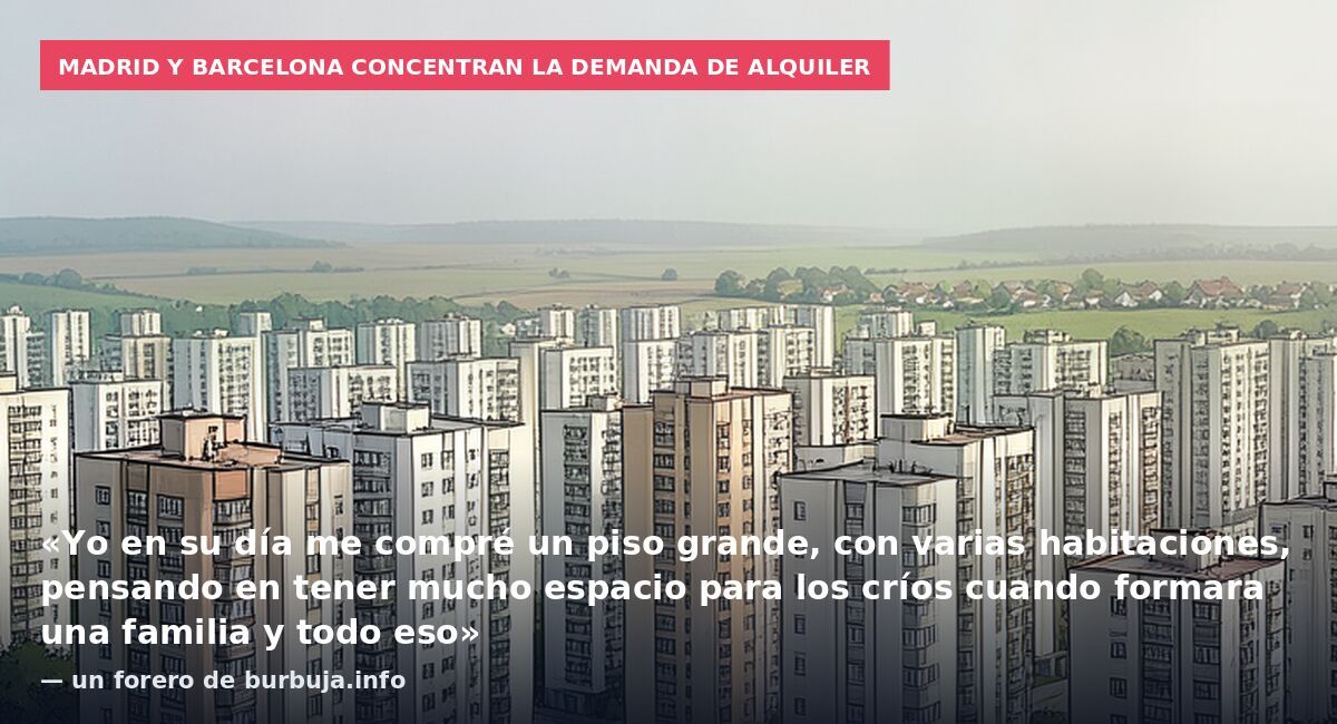 Madrid y Barcelona concentran la demanda de alquiler: «Yo en su día me compré un piso grande, con varias habitaciones, pensando en tener mucho espacio para los críos cuando formara una familia y todo eso» — un forero de burbuja.info