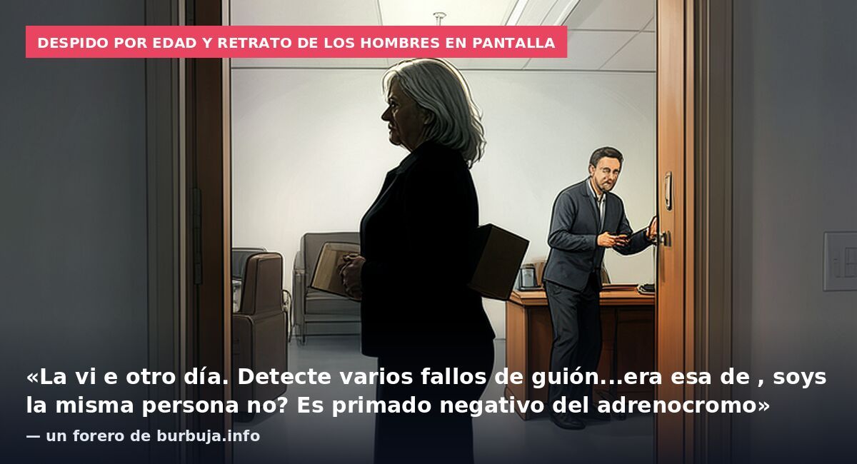Despido por edad y retrato de los hombres en pantalla: «La vi e otro día. Detecte varios fallos de guión...era esa de , soys la misma persona no? Es primado negativo del adrenocromo» — un forero de burbuja.info