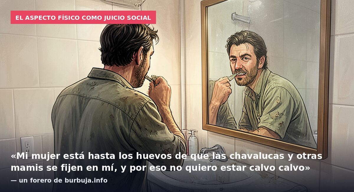 El aspecto físico como juicio social: «Mi mujer está hasta los huevos de que las chavalucas y otras mamis se fijen en mí, y por eso no quiero estar calvo calvo» — un forero de burbuja.info