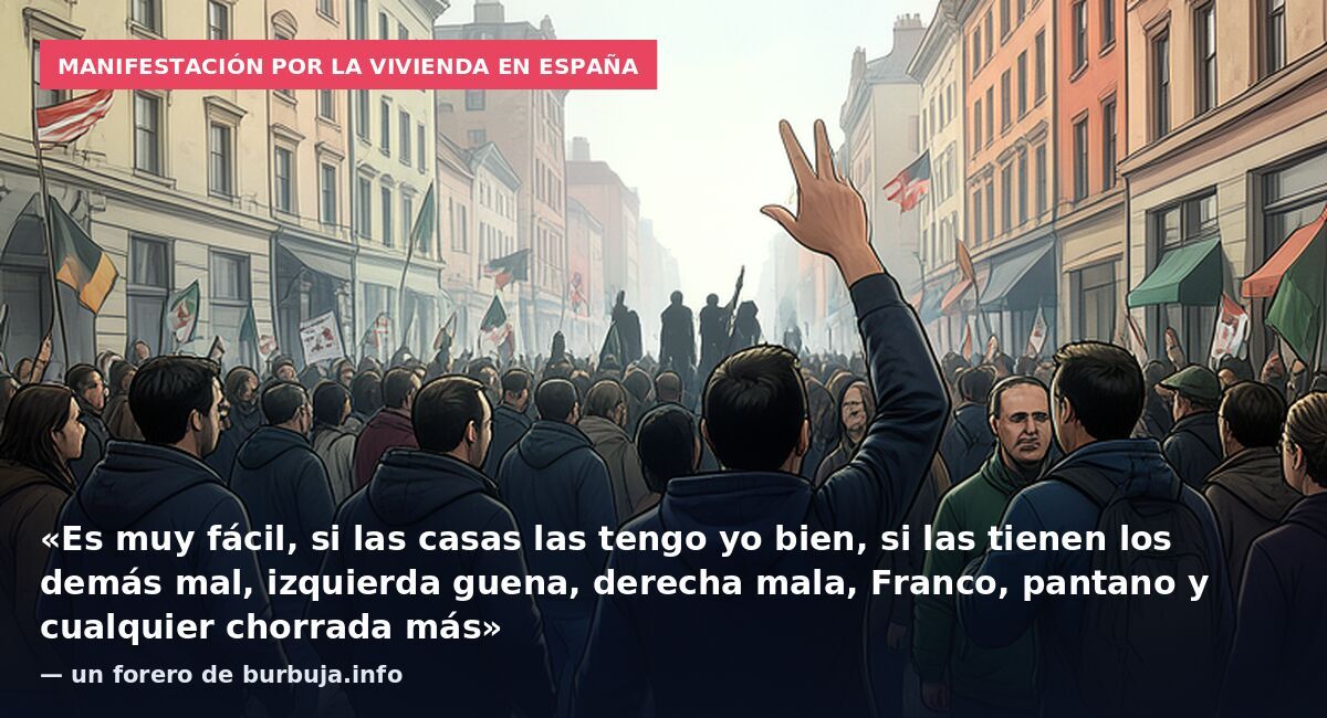 Manifestación por la vivienda en España: «Es muy fácil, si las casas las tengo yo bien, si las tienen los demás mal, izquierda guena, derecha mala, Franco, pantano y cualquier chorrada más» — un forero de burbuja.info
