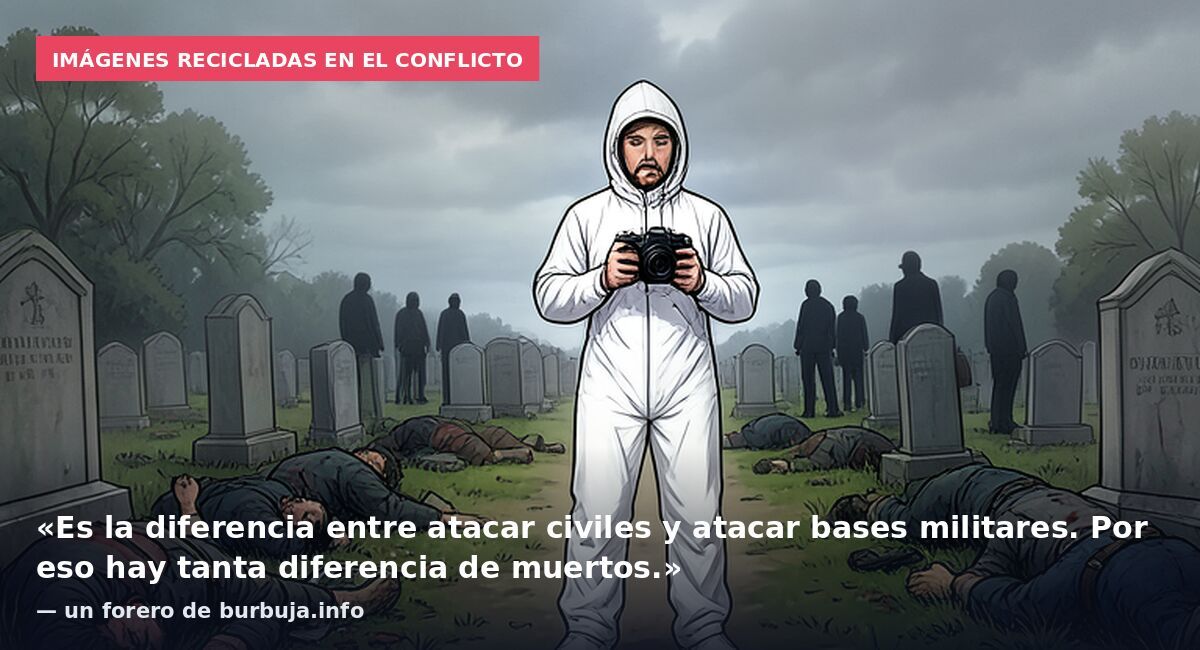 Imágenes recicladas en el conflicto: «Es la diferencia entre atacar civiles y atacar bases militares. Por eso hay tanta diferencia de muertos.» — un forero de burbuja.info