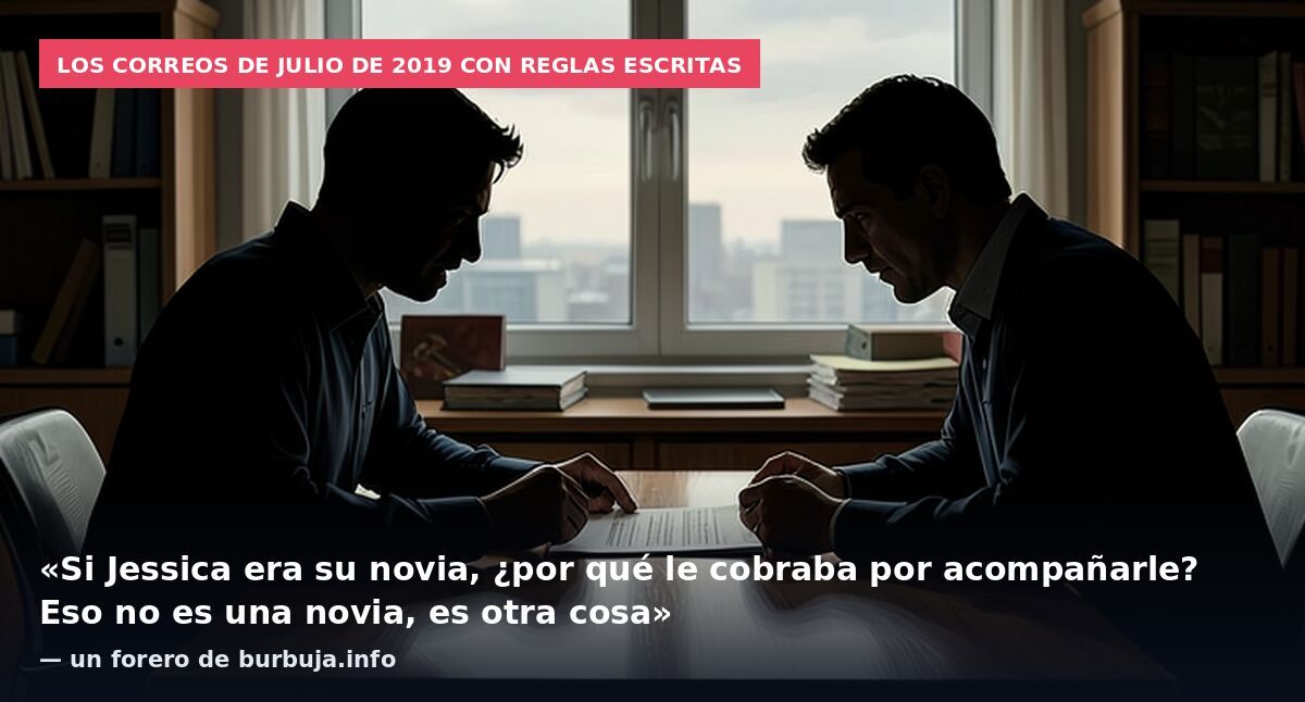 Los correos de julio de 2019 con reglas escritas: «Si Jessica era su novia, ¿por qué le cobraba por acompañarle? Eso no es una novia, es otra cosa» — un forero de burbuja.info