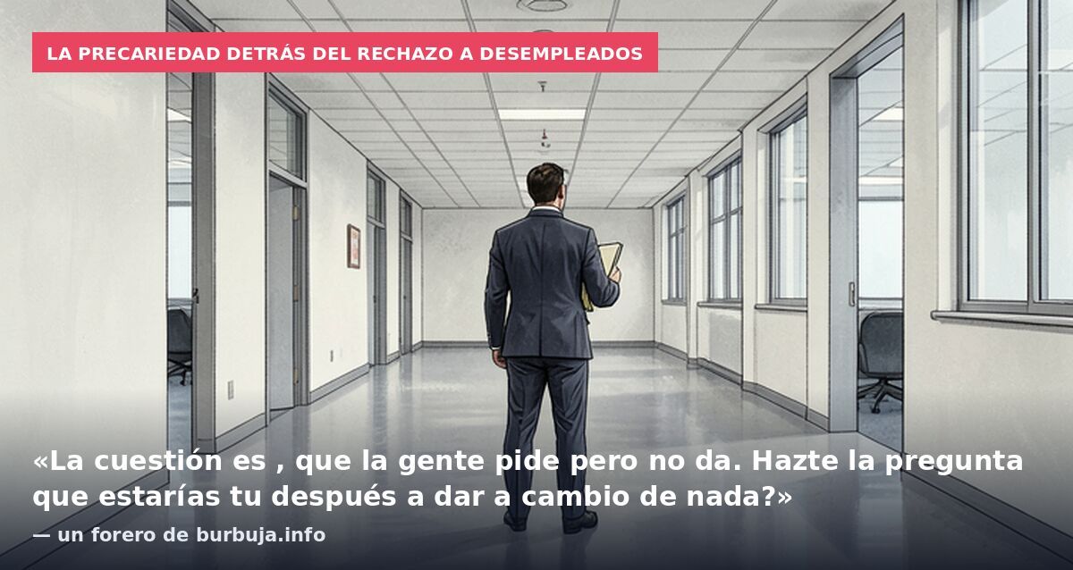 La precariedad detrás del rechazo a desempleados: «La cuestión es , que la gente pide pero no da. Hazte la pregunta que estarías tu después a dar a cambio de nada?» — un forero de burbuja.info