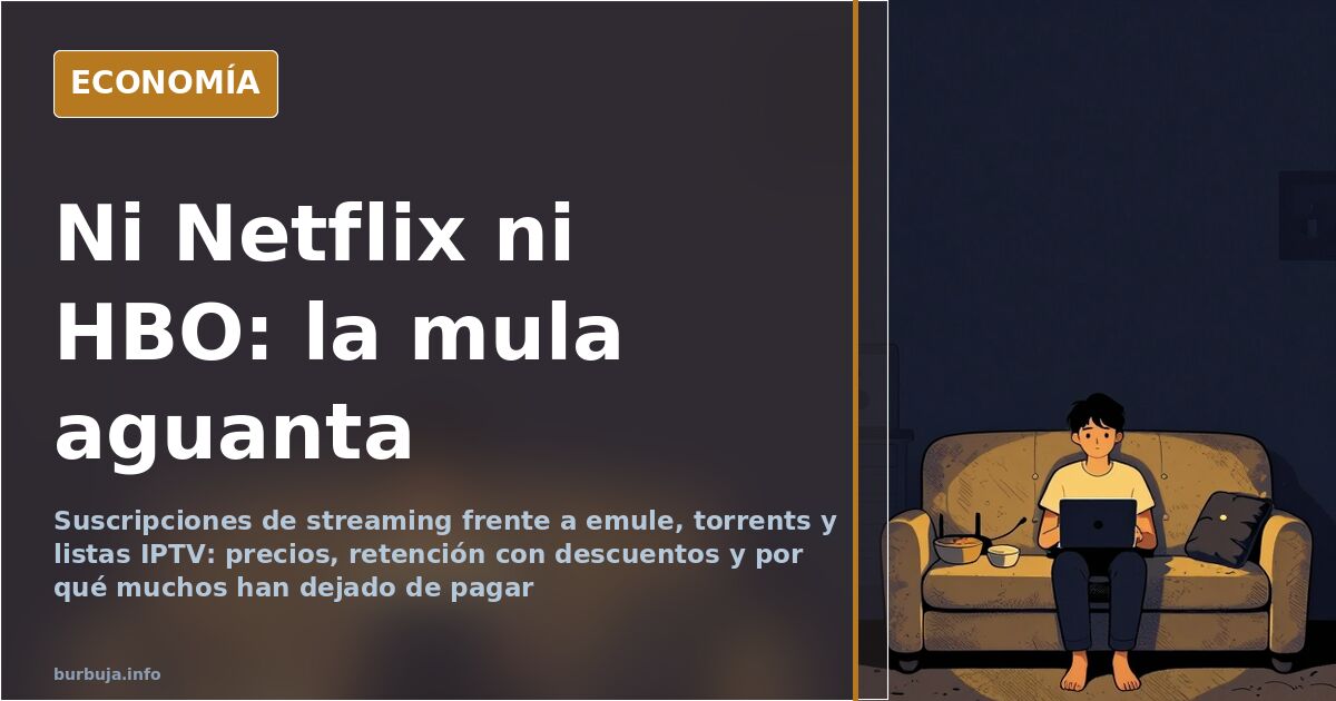 Ilustración editorial de un mando a distancia frente a una pantalla apagada, símbolo del gasto en plataformas de streaming