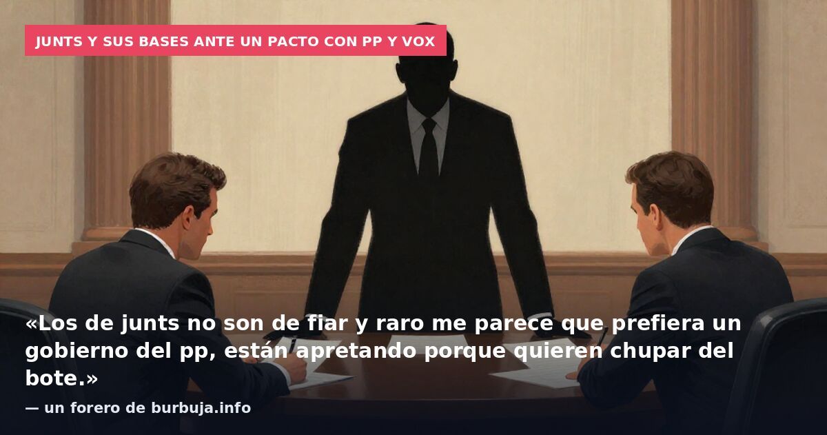Junts y sus bases ante un pacto con PP y VOX: «Los de junts no son de fiar y raro me parece que prefiera un gobierno del pp, están apretando porque quieren chupar del bote.» — un forero de burbuja.info