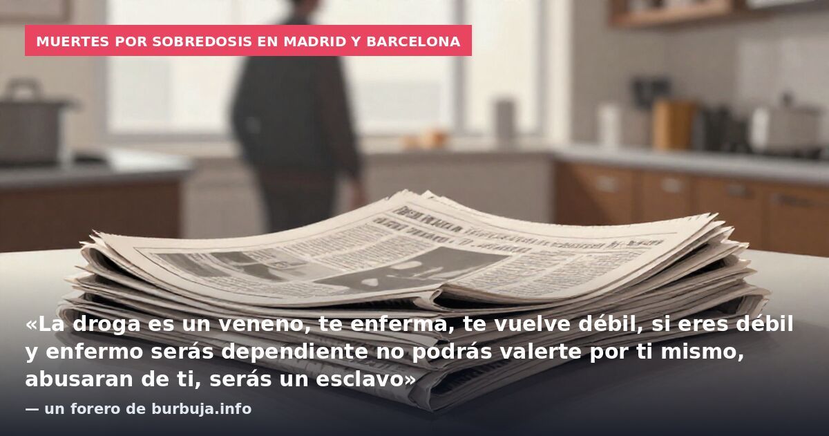 Muertes por sobredosis en Madrid y Barcelona: «La droga es un veneno, te enferma, te vuelve débil, si eres débil y enfermo serás dependiente no podrás valerte por ti mismo, abusaran de ti, serás un esclavo» — un forero de burbuja.info