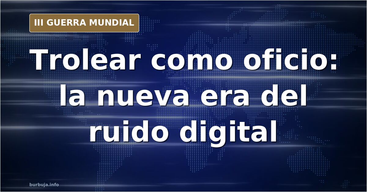 Ilustración documental desaturada de una conversación digital convertida en ruido y siluetas de equipos militares al fondo