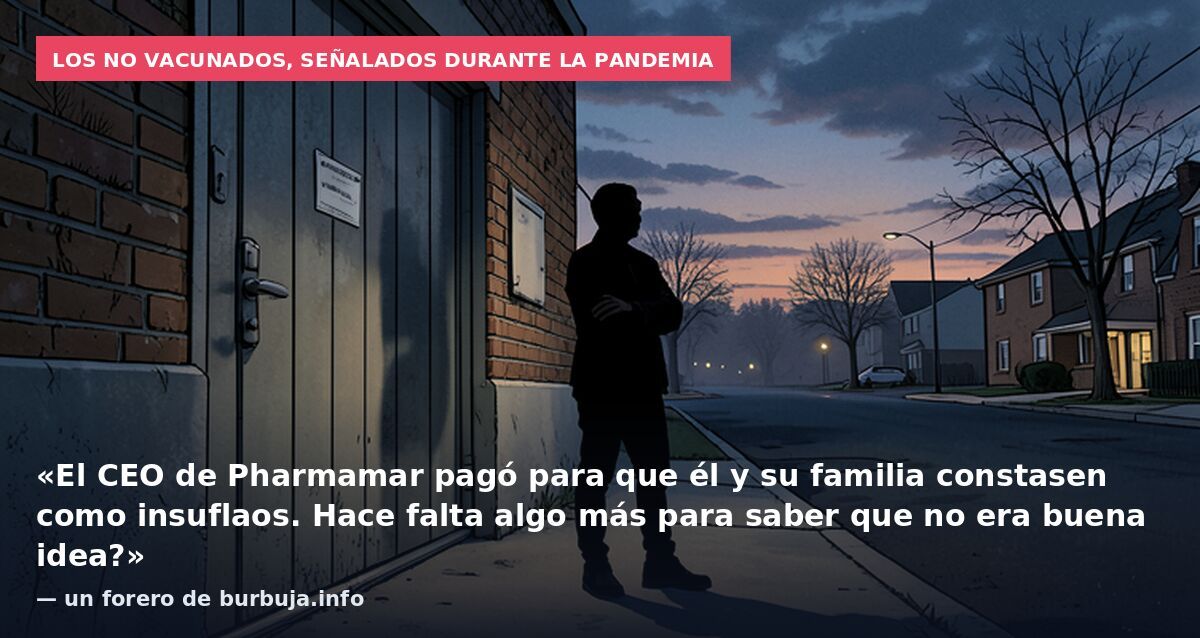 Los no vacunados, señalados durante la pandemia: «El CEO de Pharmamar pagó para que él y su familia constasen como insuflaos. Hace falta algo más para saber que no era buena idea?» — un forero de burbuja.info