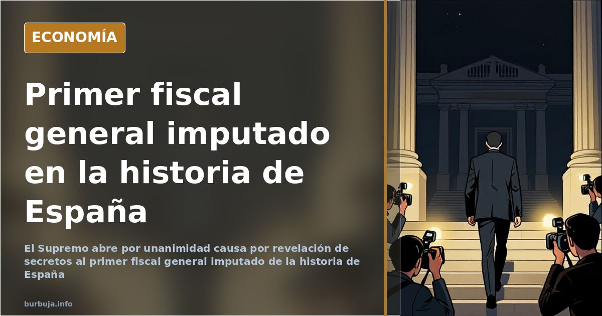 Fachada del Tribunal Supremo en ilustración editorial azul y dorada sobre la imputación del fiscal general