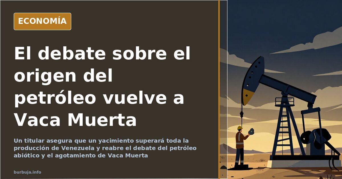 Torre de perforación de petróleo sobre un paisaje árido de esquistos, símbolo del yacimiento de Vaca Muerta