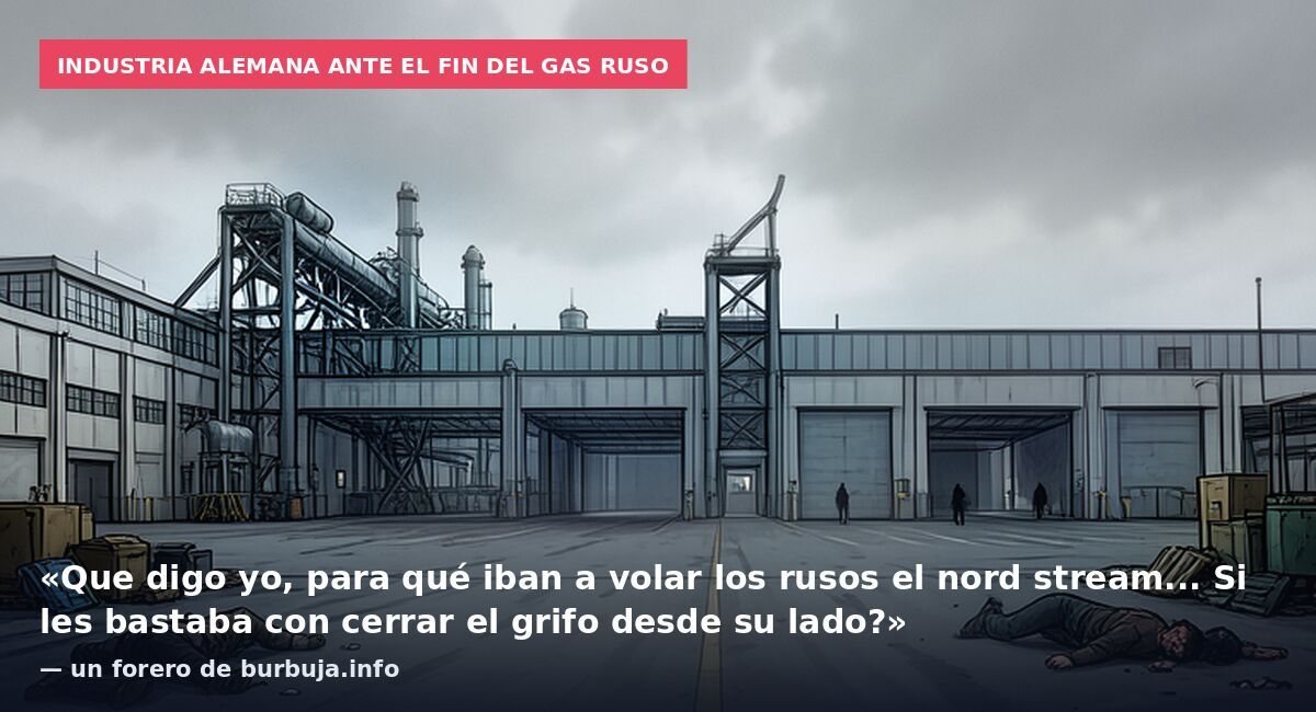 Industria alemana ante el fin del gas ruso: «Que digo yo, para qué iban a volar los rusos el nord stream... Si les bastaba con cerrar el grifo desde su lado?» — un forero de burbuja.info