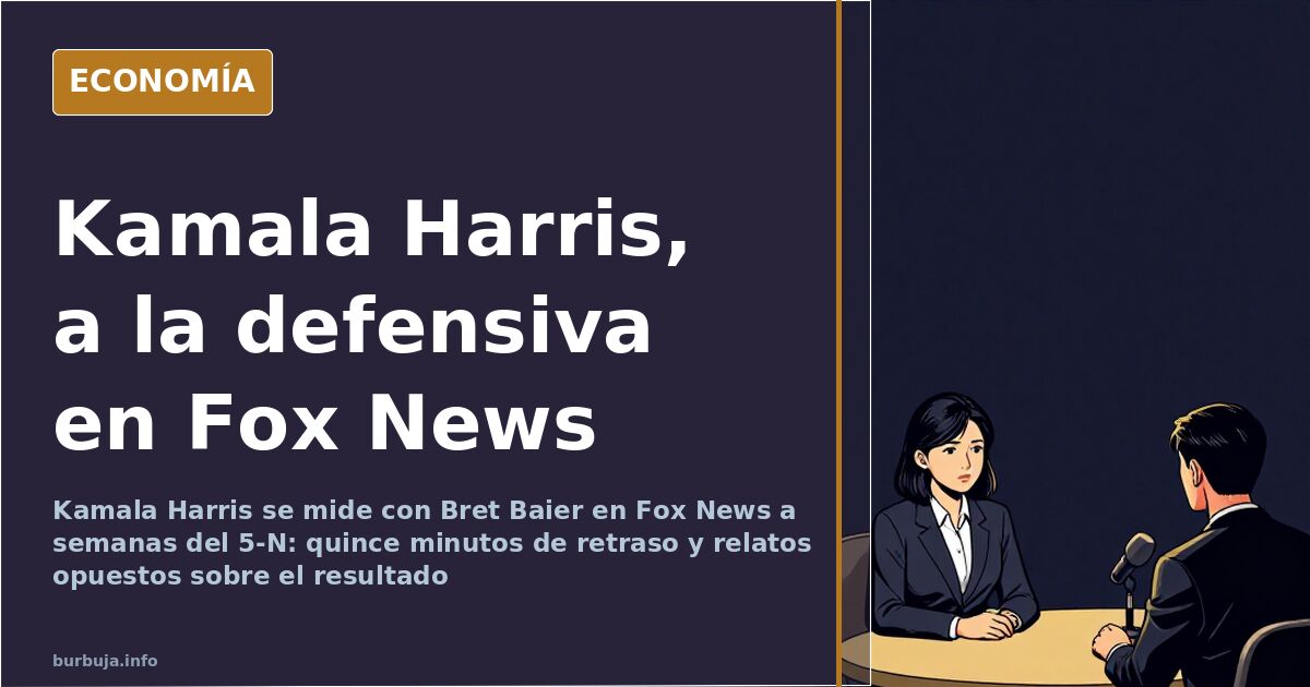 Kamala Harris durante la entrevista de Fox News con Bret Baier, gesto serio en un plató de televisión