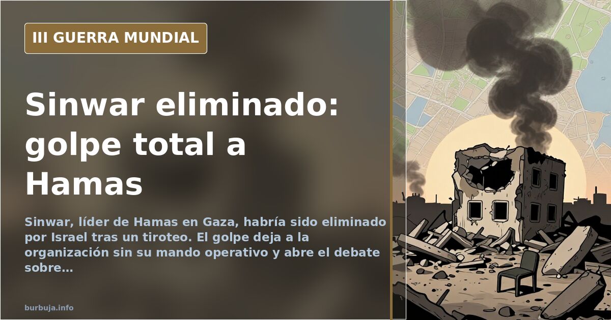 Silueta de un edificio en ruinas en Gaza con humo al fondo y un mapa de la región superpuesto, ilustración documental sobre l
