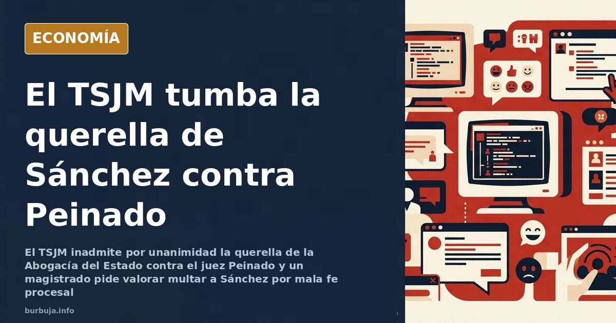 Ilustración editorial de un martillo de juez sobre documentos judiciales con el escudo institucional en tonos azul marino y d