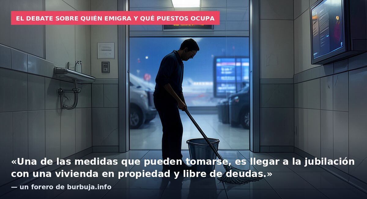 El debate sobre quién emigra y qué puestos ocupa: «Una de las medidas que pueden tomarse, es llegar a la jubilación con una vivienda en propiedad y libre de deudas.» — un forero de burbuja.info