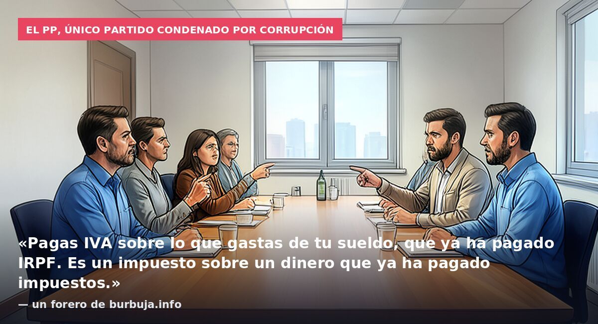 El PP, único partido condenado por corrupción: «Pagas IVA sobre lo que gastas de tu sueldo, que ya ha pagado IRPF. Es un impuesto sobre un dinero que ya ha pagado impuestos.» — un forero de burbuja.info