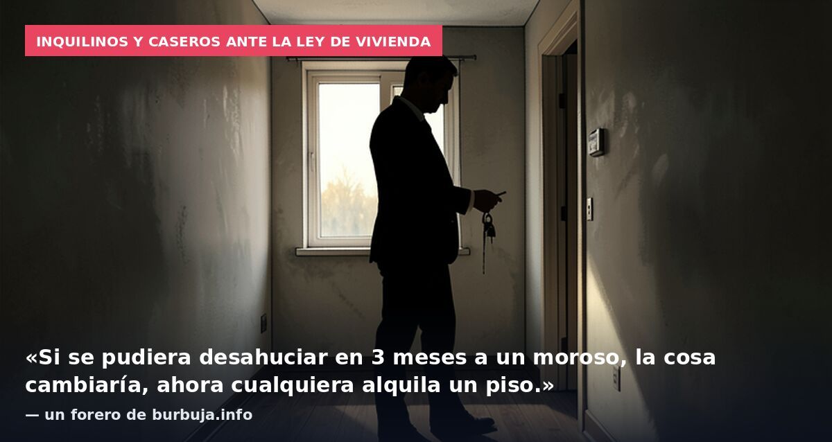 Inquilinos y caseros ante la ley de vivienda: «Si se pudiera desahuciar en 3 meses a un moroso, la cosa cambiaría, ahora cualquiera alquila un piso.» — un forero de burbuja.info