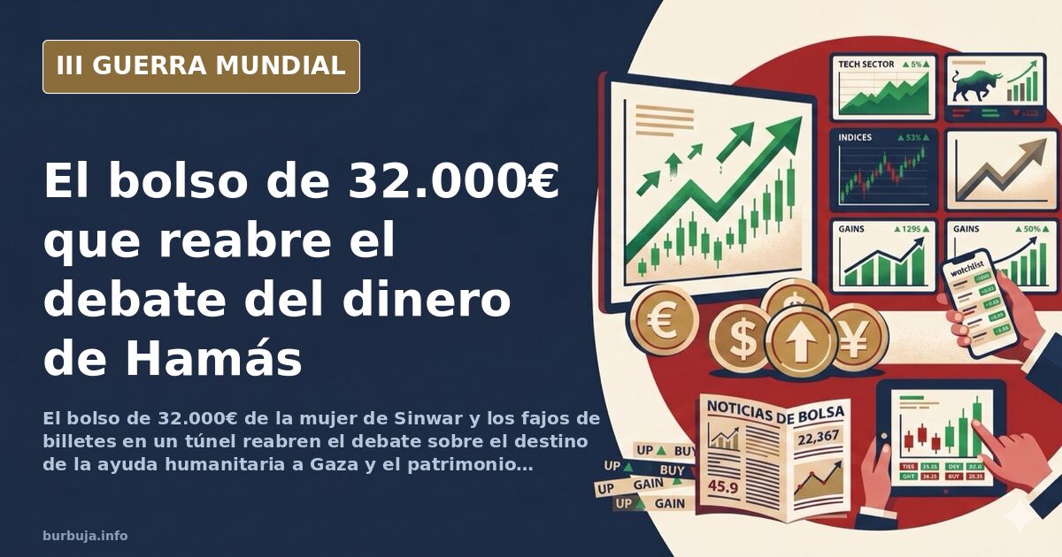 Ilustración documental de un túnel subterráneo con una caja fuerte abierta y fajos de billetes, junto a un bolso de lujo sobr