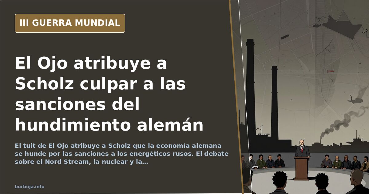Silueta de infraestructura industrial alemana con mapa de gasoductos y humo lejano en el horizonte