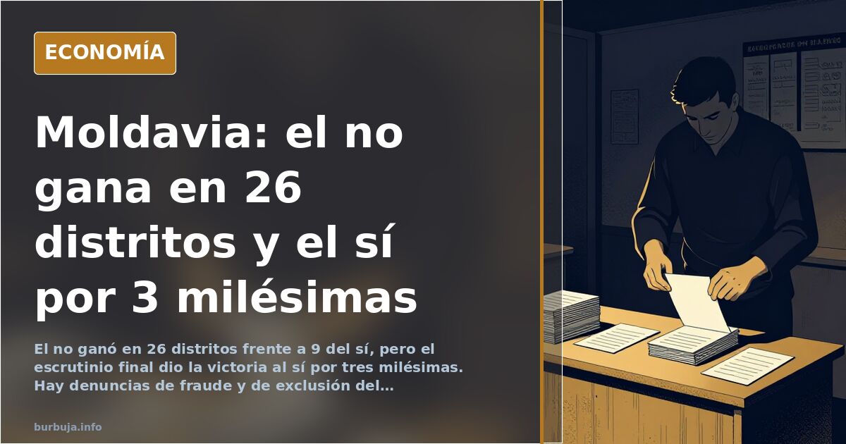 Moldavia: el no gana en 26 distritos y el sí por 3 milésimas