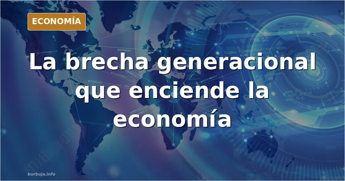 Ilustración editorial sobre la brecha generacional: una vivienda inalcanzable frente a un coche deportivo y una hucha de pens