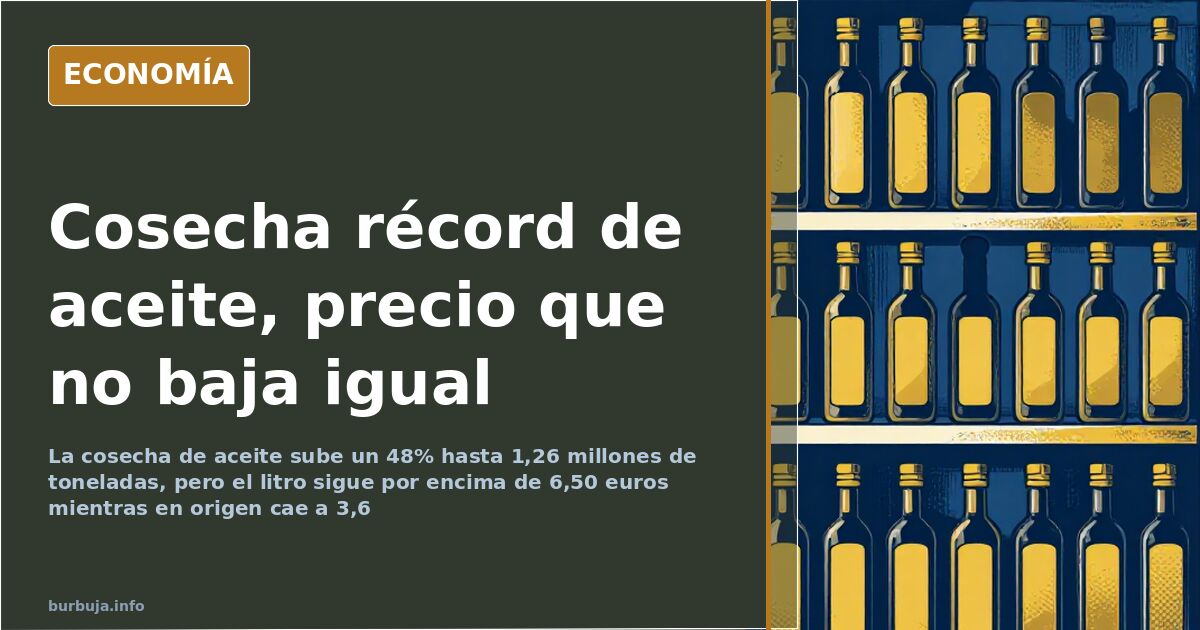 La cosecha de aceite sube un 48% y el precio baja a cuentagotas