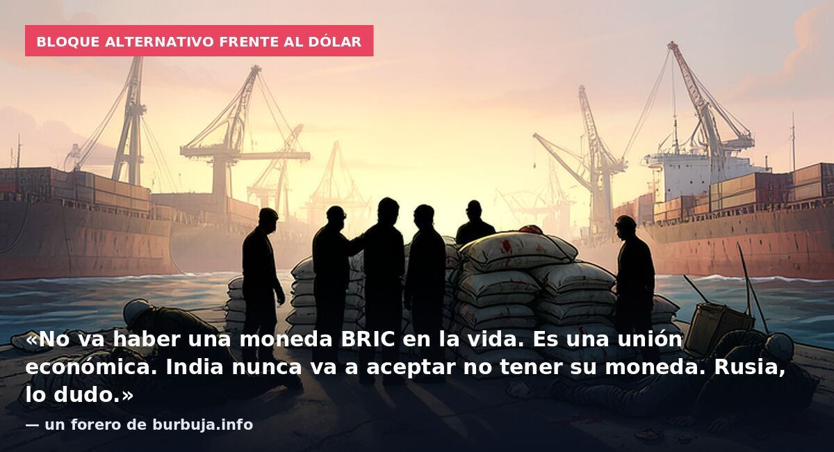 Bloque alternativo frente al dólar: «No va haber una moneda BRIC en la vida. Es una unión económica. India nunca va a aceptar no tener su moneda. Rusia, lo dudo.» — un forero de burbuja.info