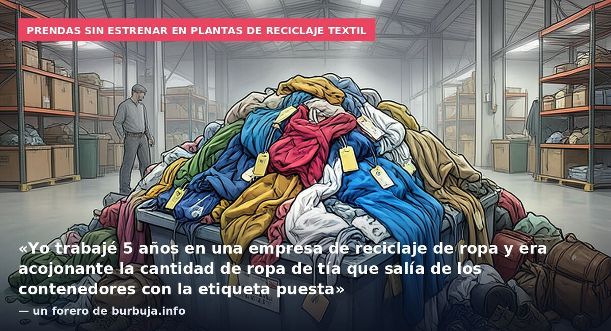 Prendas sin estrenar en plantas de reciclaje textil: «Yo trabajé 5 años en una empresa de reciclaje de ropa y era acojonante la cantidad de ropa de tía que salía de los contenedores con la etiqueta puesta» — un forero de burbuja.info