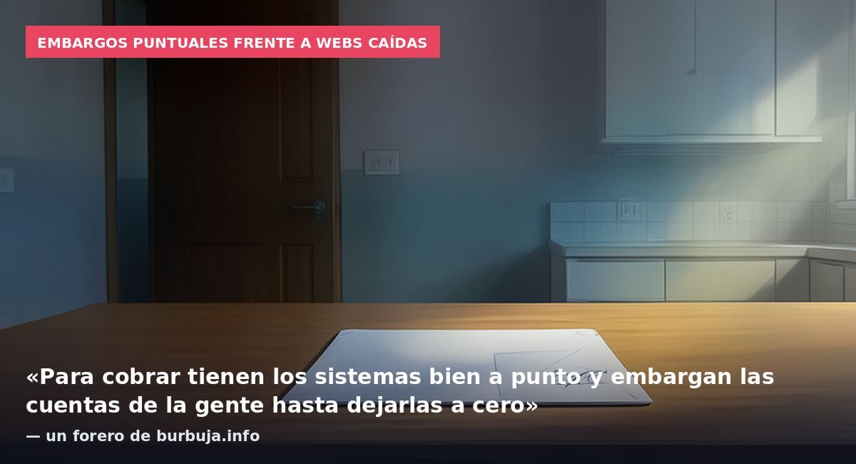 Embargos puntuales frente a webs caídas: «Para cobrar tienen los sistemas bien a punto y embargan las cuentas de la gente hasta dejarlas a cero» — un forero de burbuja.info