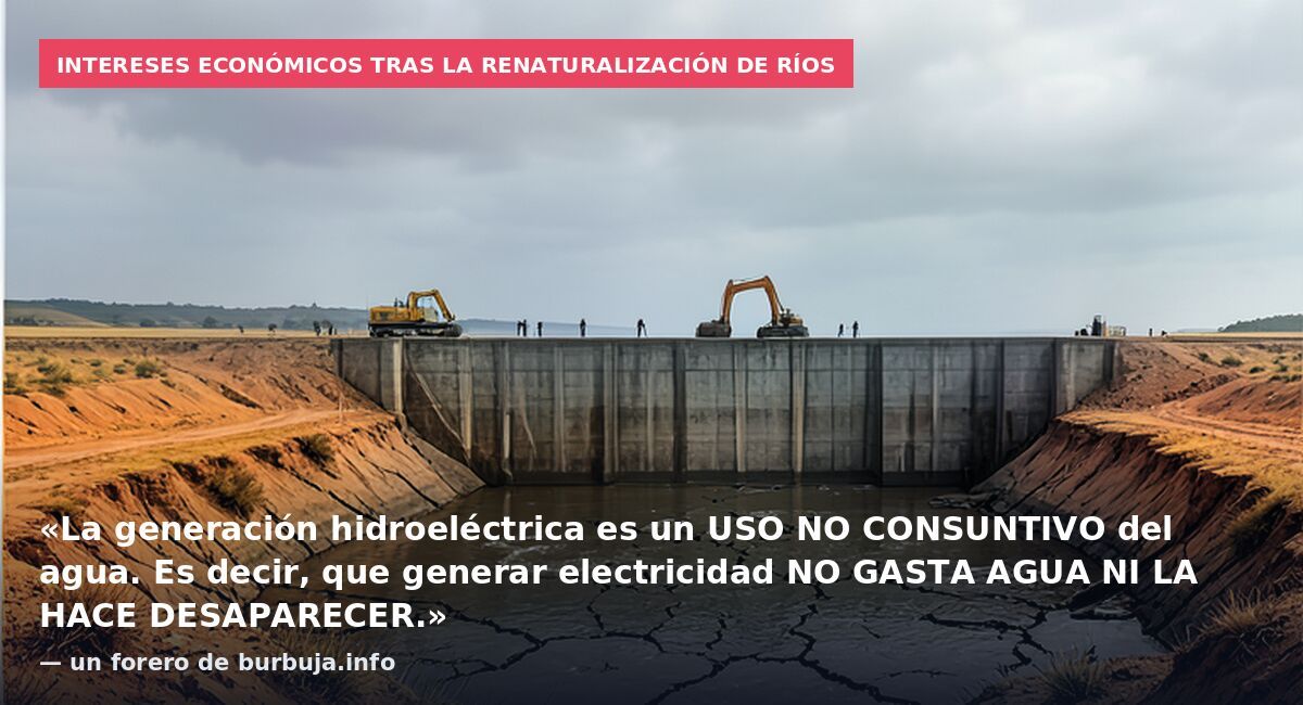 Intereses económicos tras la renaturalización de ríos: «La generación hidroeléctrica es un USO NO CONSUNTIVO del agua. Es decir, que generar electricidad NO GASTA AGUA NI LA HACE DESAPARECER.» — un forero de burbuja.info