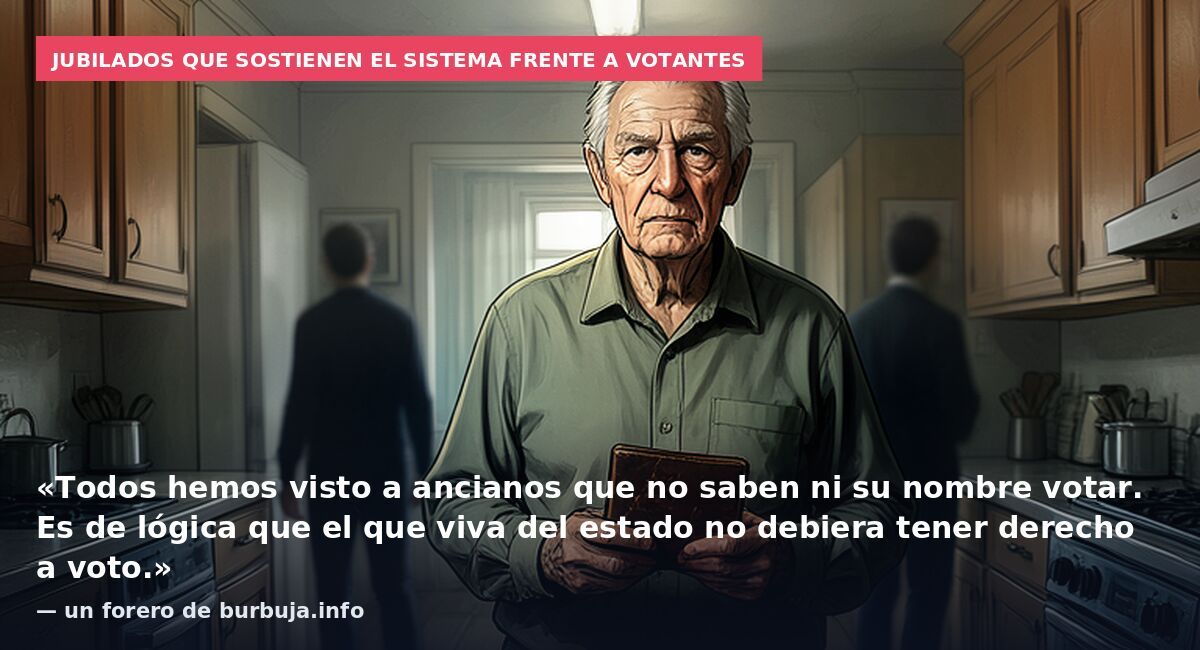 Jubilados que sostienen el sistema frente a votantes: «Todos hemos visto a ancianos que no saben ni su nombre votar. Es de lógica que el que viva del estado no debiera tener derecho a voto.» — un forero de burbuja.info