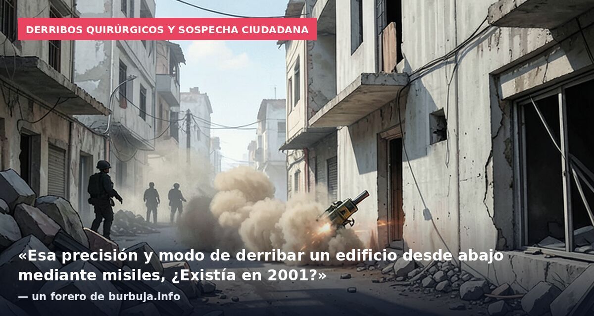 Derribos quirúrgicos y sospecha ciudadana: «Esa precisión y modo de derribar un edificio desde abajo mediante misiles, ¿Existía en 2001?» — un forero de burbuja.info