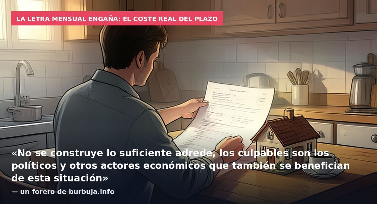 La letra mensual engaña: el coste real del plazo: «No se construye lo suficiente adrede, los culpables son los políticos y otros actores económicos que también se benefician de esta situación» — un forero de burbuja.info