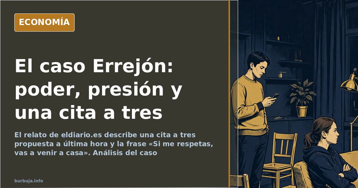 Ilustración editorial oscura con un teléfono móvil sobre una mesa y una silla vacía, símbolo del caso Errejón y el poder polí