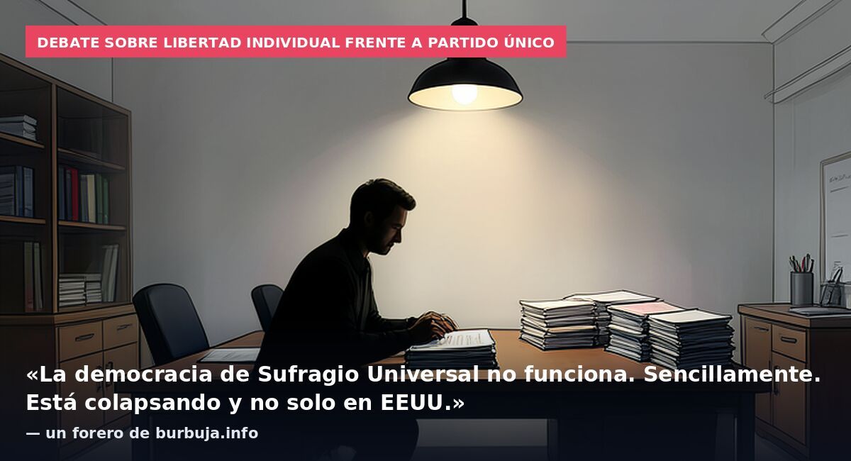 Debate sobre libertad individual frente a partido único: «La democracia de Sufragio Universal no funciona. Sencillamente. Está colapsando y no solo en EEUU.» — un forero de burbuja.info
