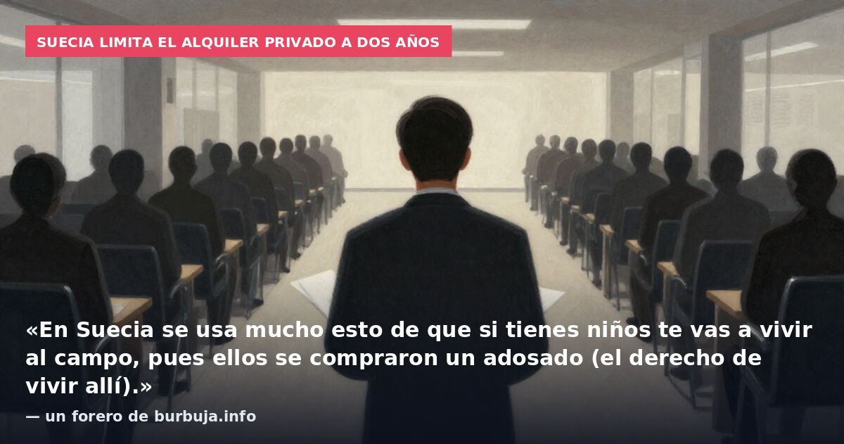 Suecia limita el alquiler privado a dos años: «En Suecia se usa mucho esto de que si tienes niños te vas a vivir al campo, pues ellos se compraron un adosado (el derecho de vivir allí).» — un forero de burbuja.info