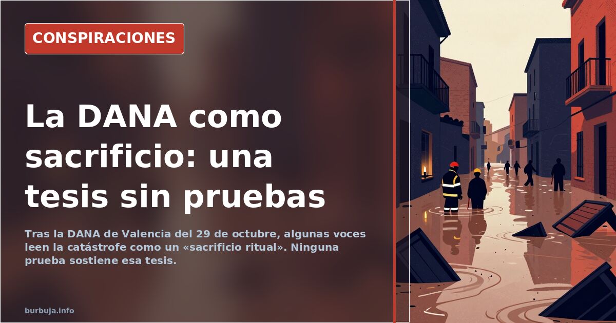 Zona de Valencia anegada tras la DANA del 29 de octubre, catástrofe leída como sacrificio ritual sin pruebas