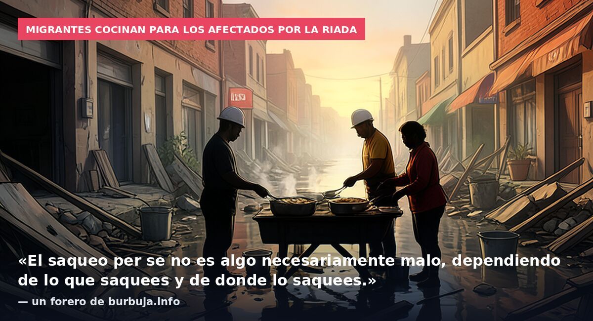 Migrantes cocinan para los afectados por la riada: «El saqueo per se no es algo necesariamente malo, dependiendo de lo que saquees y de donde lo saquees.» — un forero de burbuja.info