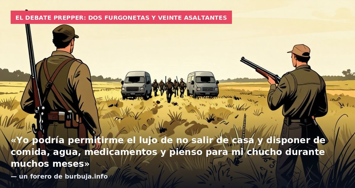 El debate prepper: dos furgonetas y veinte asaltantes: «Yo podría permitirme el lujo de no salir de casa y disponer de comida, agua, medicamentos y pienso para mi chucho durante muchos meses» — un forero de burbuja.info