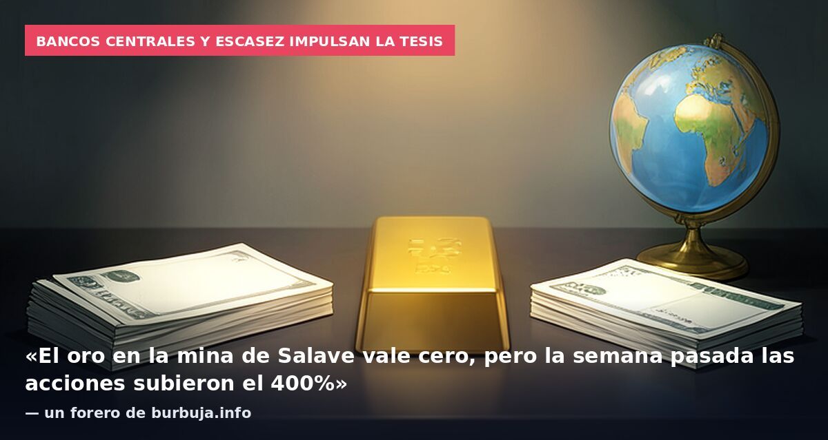 Bancos centrales y escasez impulsan la tesis: «El oro en la mina de Salave vale cero, pero la semana pasada las acciones subieron el 400%» — un forero de burbuja.info