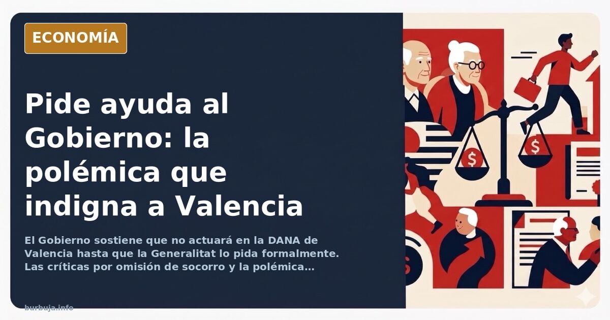 Ilustración editorial de un edificio gubernamental con una bandera española y una mano tendida que espera una petición formal