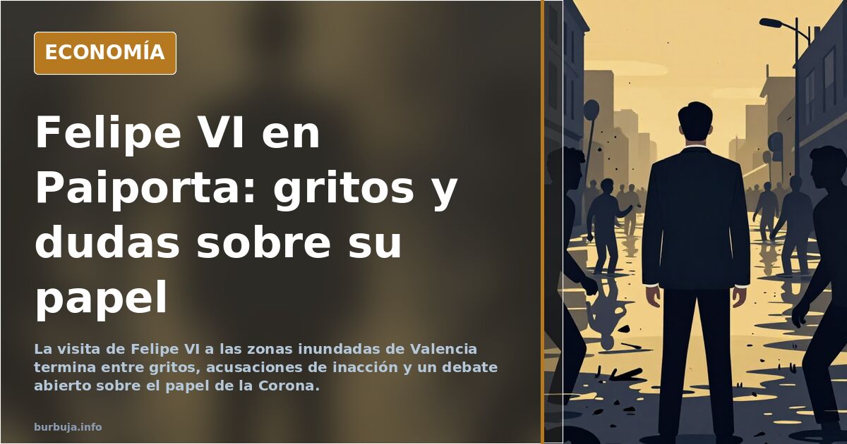 Felipe VI entre vecinos en una calle cubierta de barro en Paiporta durante su visita a las zonas inundadas por la riada