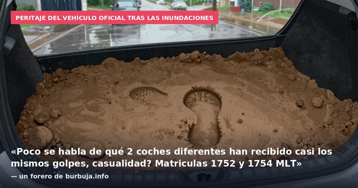 Peritaje del vehículo oficial tras las inundaciones: «Poco se habla de qué 2 coches diferentes han recibido casi los mismos golpes, casualidad? Matriculas 1752 y 1754 MLT» — un forero de burbuja.info